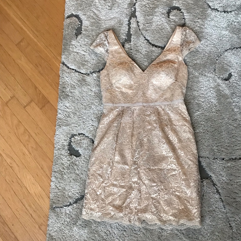 Jenny Yoo Champagne lace cream dress 8 bridesmaid